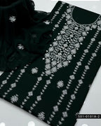 3PC Hand-Embroidered Lawn Dress with Banarsi Tanka & Sheesha Work