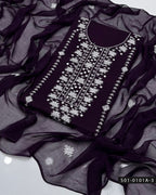 3PC Hand-Embroidered Lawn Dress with Banarsi Tanka & Sheesha Work