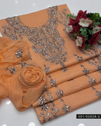 3PC Hand-Embroidered Gotta Work Lawn Suit with Chiffon Dupatta