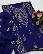 3PC Hand-Embroidered Gotta Work Lawn Suit with Chiffon Dupatta