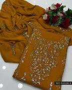 3PC Hand-Embroidered Gotta Work Lawn Suit with Chiffon Dupatta