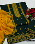 3PC Machine Embroidered Lawn Suit with Cross-Stitch Design