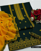 3PC Machine Embroidered Lawn Suit with Cross-Stitch Design
