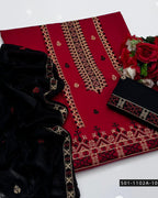 3PC Machine Embroidered Lawn Suit with Cross-Stitch Design