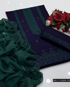 3PC Machine Embroidered Lawn Suit with Cross-Stitch Design