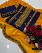 3PC Machine Embroidered Lawn Suit with Cross-Stitch Design