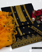 3PC Machine Embroidered Lawn Suit with Cross-Stitch Design