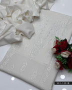 Handmade 3PC Lawn Suit with Shadow Work & Tarkashi Embroidery