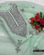 2PC Handmade Gulla Sitta Embroidered Paper Cotton Suit