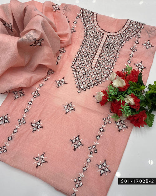 2PC Handmade Gulla Sitta Embroidered Paper Cotton Suit