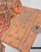 3PC Lawn Handmade Gotta Work Suit with Tie-Dye Chiffon Dupatta