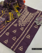 3PC Lawn Handmade Gotta Work Suit with Tie-Dye Chiffon Dupatta