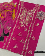 3PC Lawn Handmade Gotta Work Suit with Tie-Dye Chiffon Dupatta