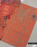 3PC Lawn Handmade Gotta Work Suit with Tie-Dye Chiffon Dupatta