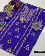 3PC Lawn Handmade Gotta Work Suit with Tie-Dye Chiffon Dupatta