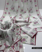 Lightweight Lawn Dupatta with Kacha Sheesha Embroidery & Fine Lace