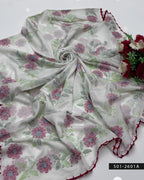 Lightweight Lawn Dupatta with Kacha Sheesha Embroidery & Fine Lace