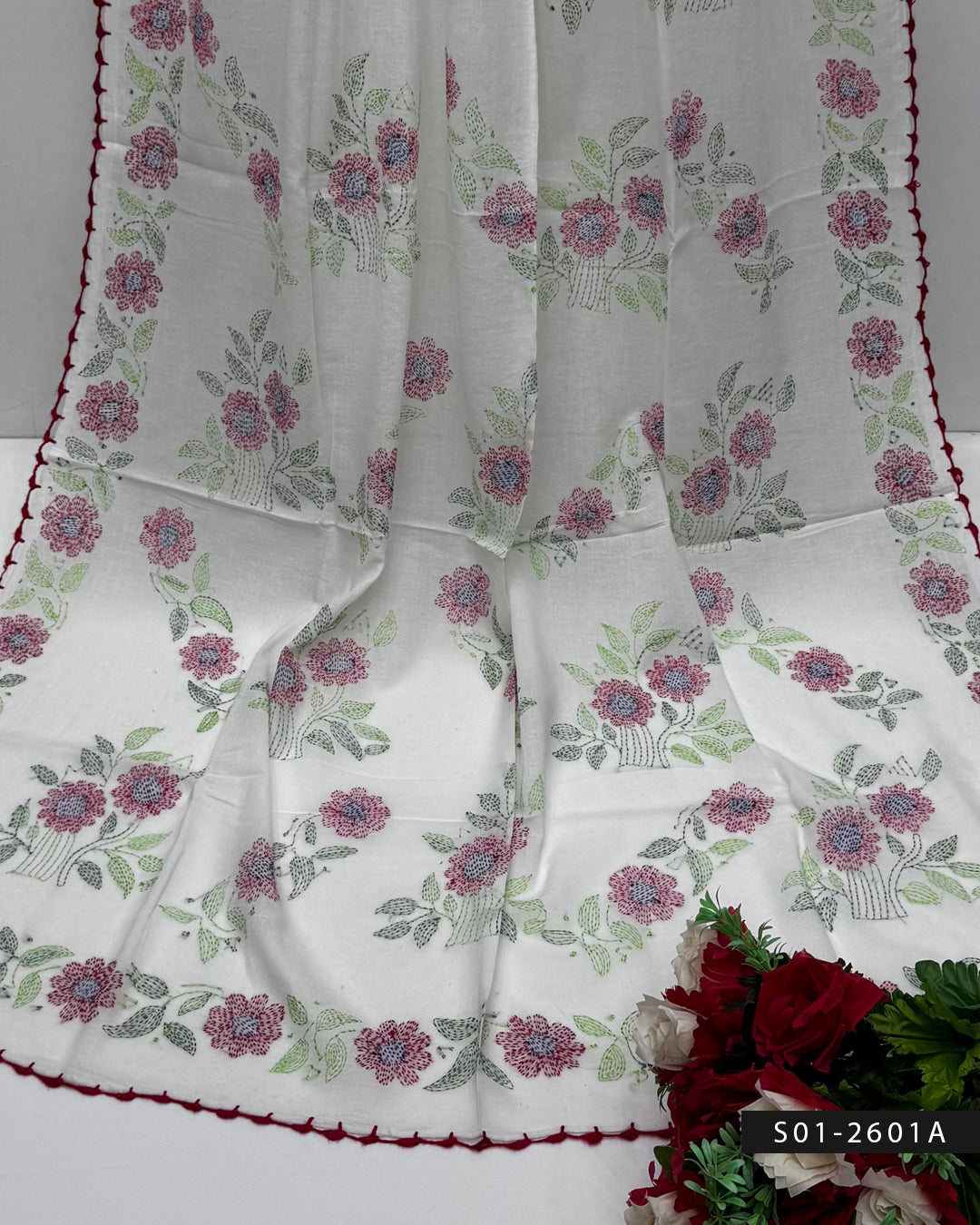 Lightweight Lawn Dupatta with Kacha Sheesha Embroidery & Fine Lace