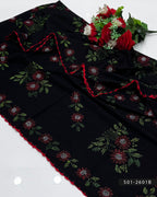 Lightweight Lawn Dupatta with Kacha Sheesha Embroidery & Fine Lace