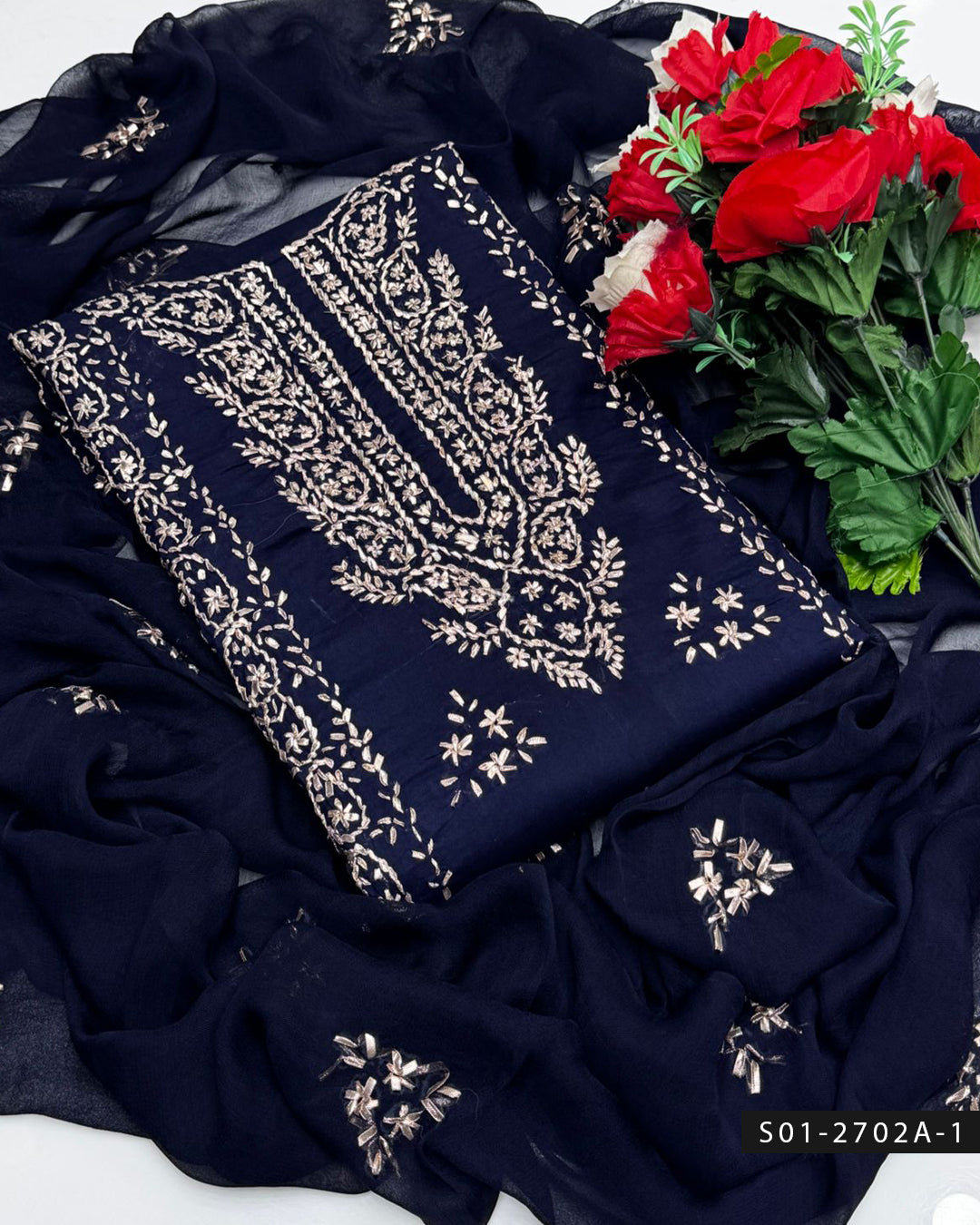 3PC Premium Lawn Handmade Gotta Work Dress – New Design Collection