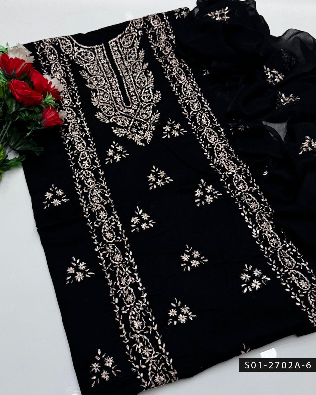 3PC Premium Lawn Handmade Gotta Work Dress – New Design Collection