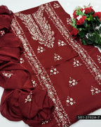 3PC Premium Lawn Handmade Gotta Work Dress – New Design Collection