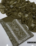 2PC Bamber Chiffon Shadow & Sheesha Handmade Dress