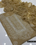 2PC Bamber Chiffon Shadow & Sheesha Handmade Dress