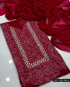 2PC Bamber Chiffon Shadow & Sheesha Handmade Dress