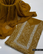 2PC Bamber Chiffon Shadow & Sheesha Handmade Dress