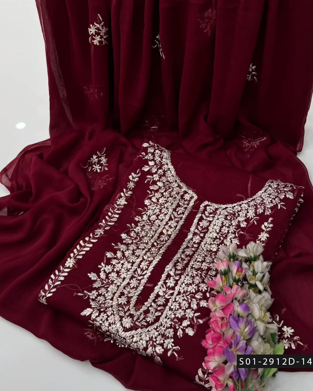 Handmade 2 PC Unstitched Chiffon Dress Collection