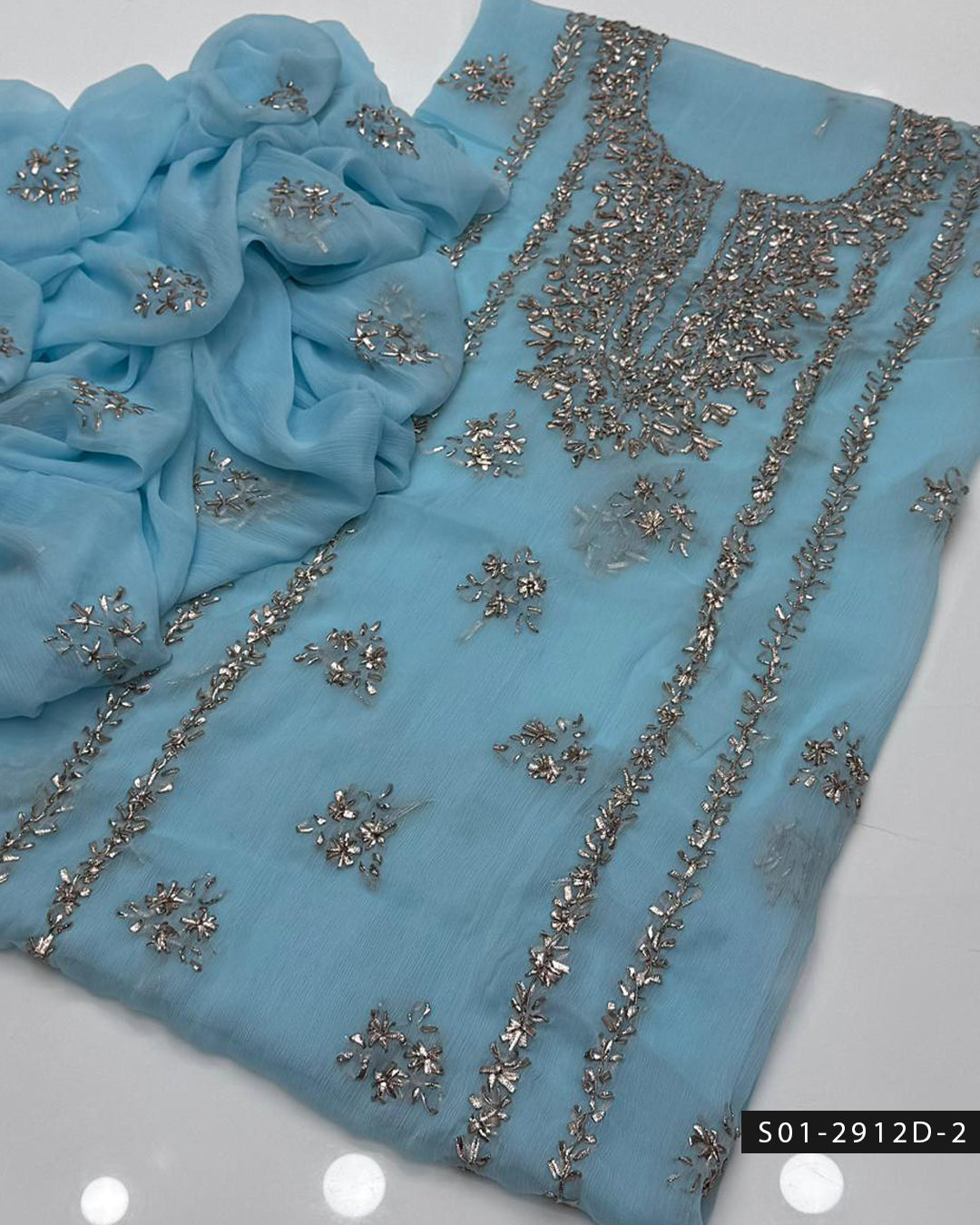 Handmade 2 PC Unstitched Chiffon Dress Collection