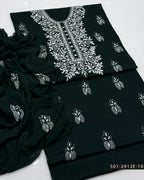 3PC Hand-Embroidered Lawn Suit with Chiffon Dupatta