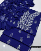 3PC Hand-Embroidered Lawn Suit with Chiffon Dupatta