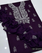 3PC Hand-Embroidered Lawn Suit with Chiffon Dupatta
