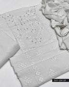 3 PC Handmade Unstitched Lawn Dress with Pakka Embroidery & Mirror Work