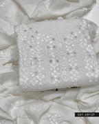 3 PC Handmade Unstitched Lawn Dress with Pakka Embroidery & Mirror Work